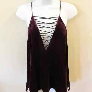 Cami NYC The Camilla Velvet Silk Lace Up Front Camisole Size XS